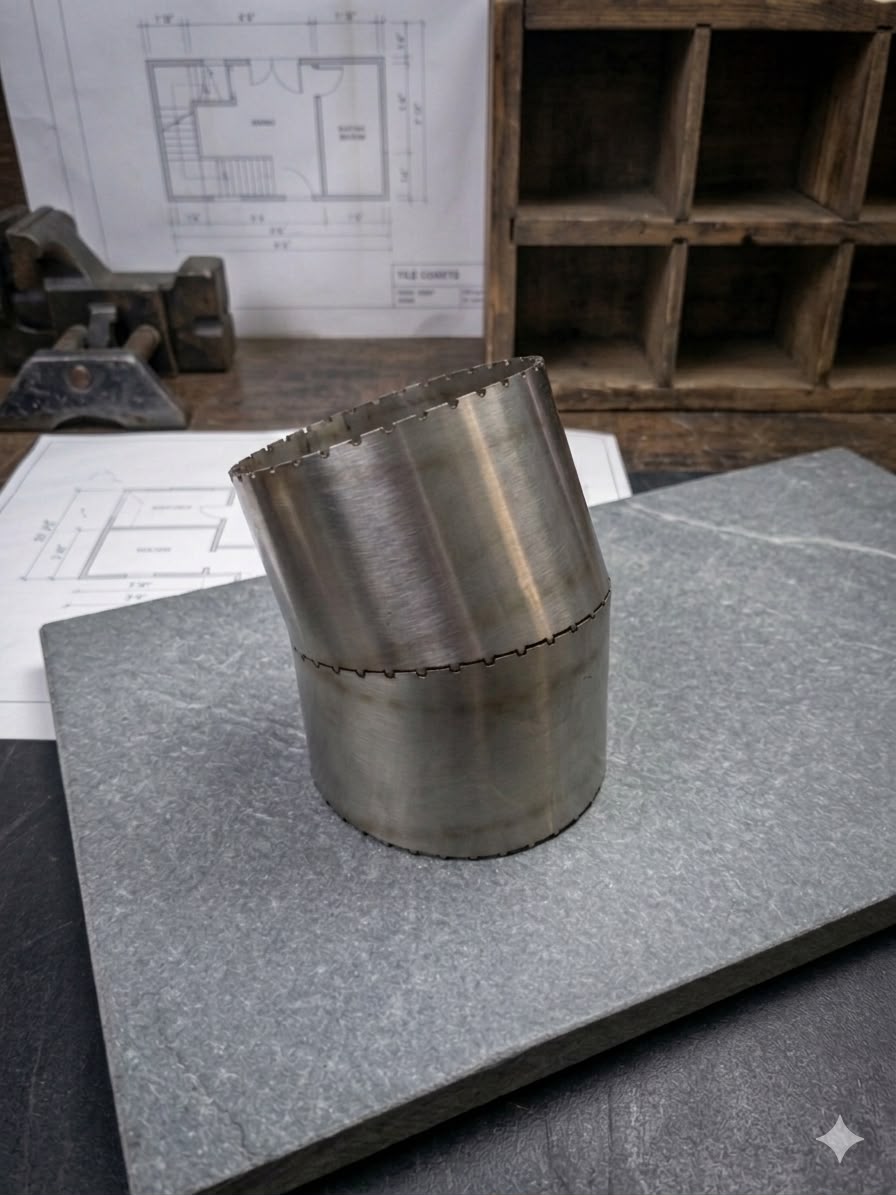 Stainless steel elbow tube section with fiber laser cut joint